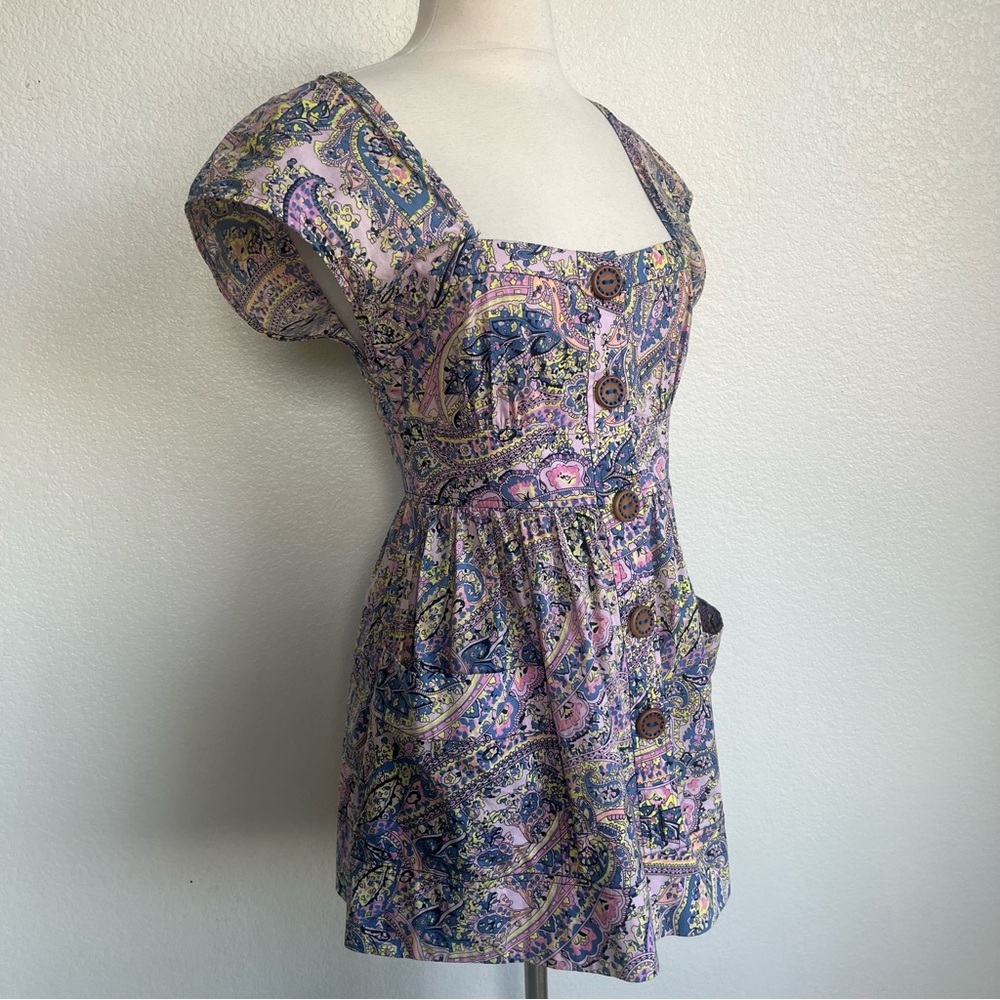 Plenty by Tracy Reese Pink Blue Paisley Button Down Tunic Or Mini Dress - Size 4